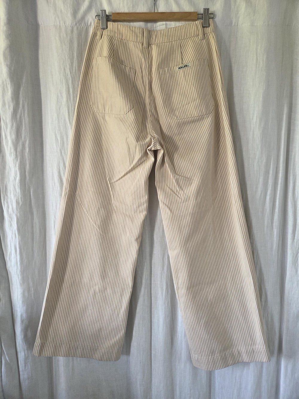 ROLLA'S | Old Mate Cream Pinstripe Cropped Wide-Leg Pants - Picture 3 of 11